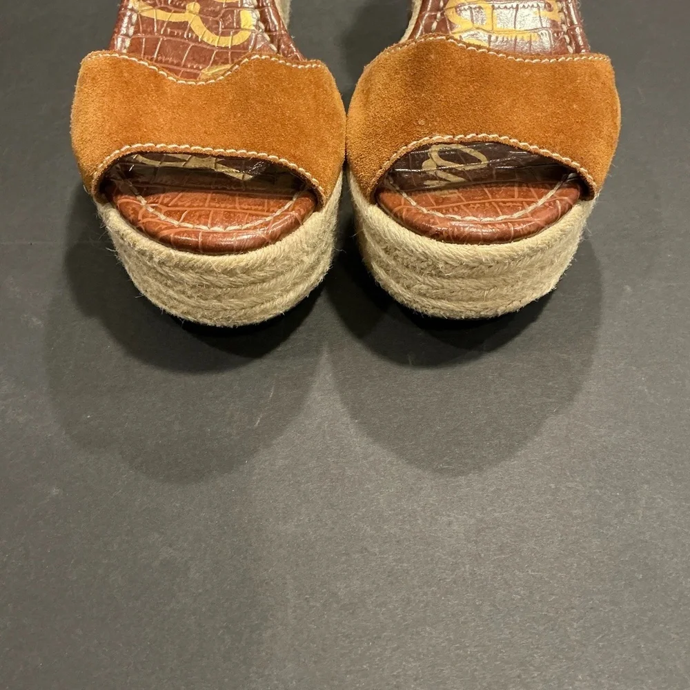 Sam Edelman Dimitree Brown Suede Espadrille Wedge Sandals Size 8.5